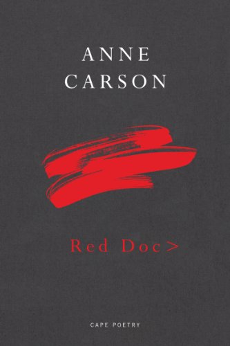 Book cover: "Red Doc>" by Anne Carson, with red brushstroke design.