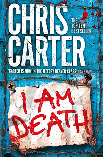 Book cover: “I Am Death” with red lettering, barbed wire, and medical cross.