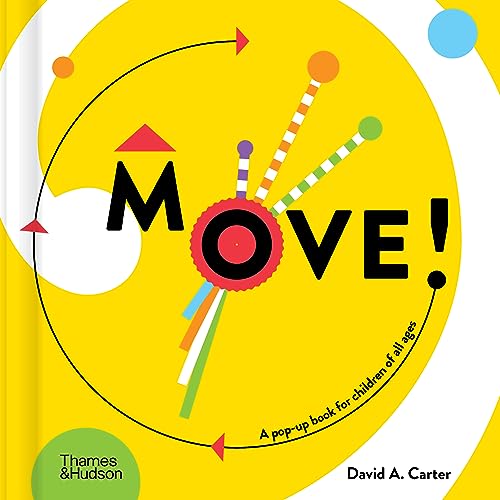 Cover of the pop-up book Move! by David A. Carter with abstract yellow design.