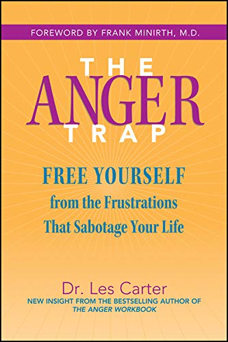 Book cover: "The Anger Trap" by Dr. Les Carter, orange background.