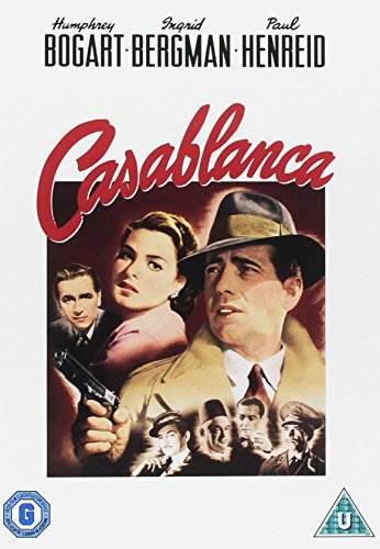 Casablanca DVD cover featuring Humphrey Bogart, Ingrid Bergman, and Paul Henreid.