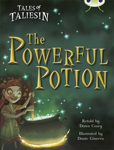 Book cover: witch stirring a glowing potion in a cauldron.