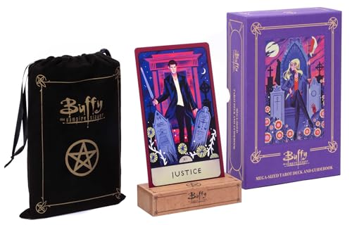 Buffy the Vampire Slayer tarot deck, guidebook, and drawstring bag shown.
