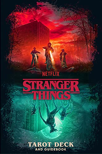 Stranger Things Tarot Deck and Guidebook cover with characters on bikes.
