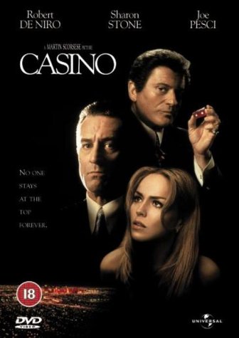 “Casino” DVD cover featuring Robert De Niro, Sharon Stone, and Joe Pesci.