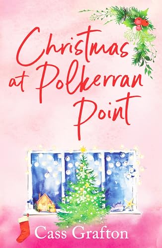 Book cover with festive watercolor illustration of a Christmas tree and window.