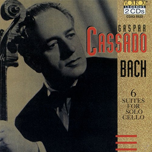 CD cover featuring Gaspar Cassadó and a cello, performing Bach’s suites.