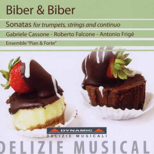 CD cover with two chocolate desserts and strawberries, green header with text "Biber & Biber".