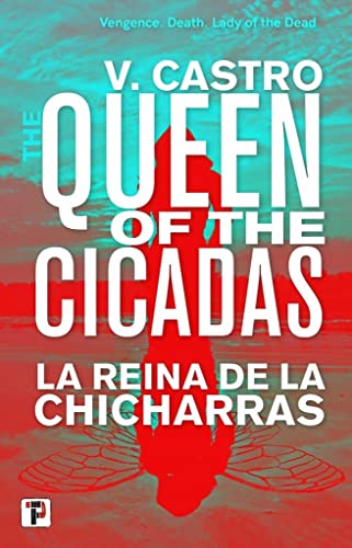 Book cover: "The Queen of the Cicadas" with a red cicada silhouette.