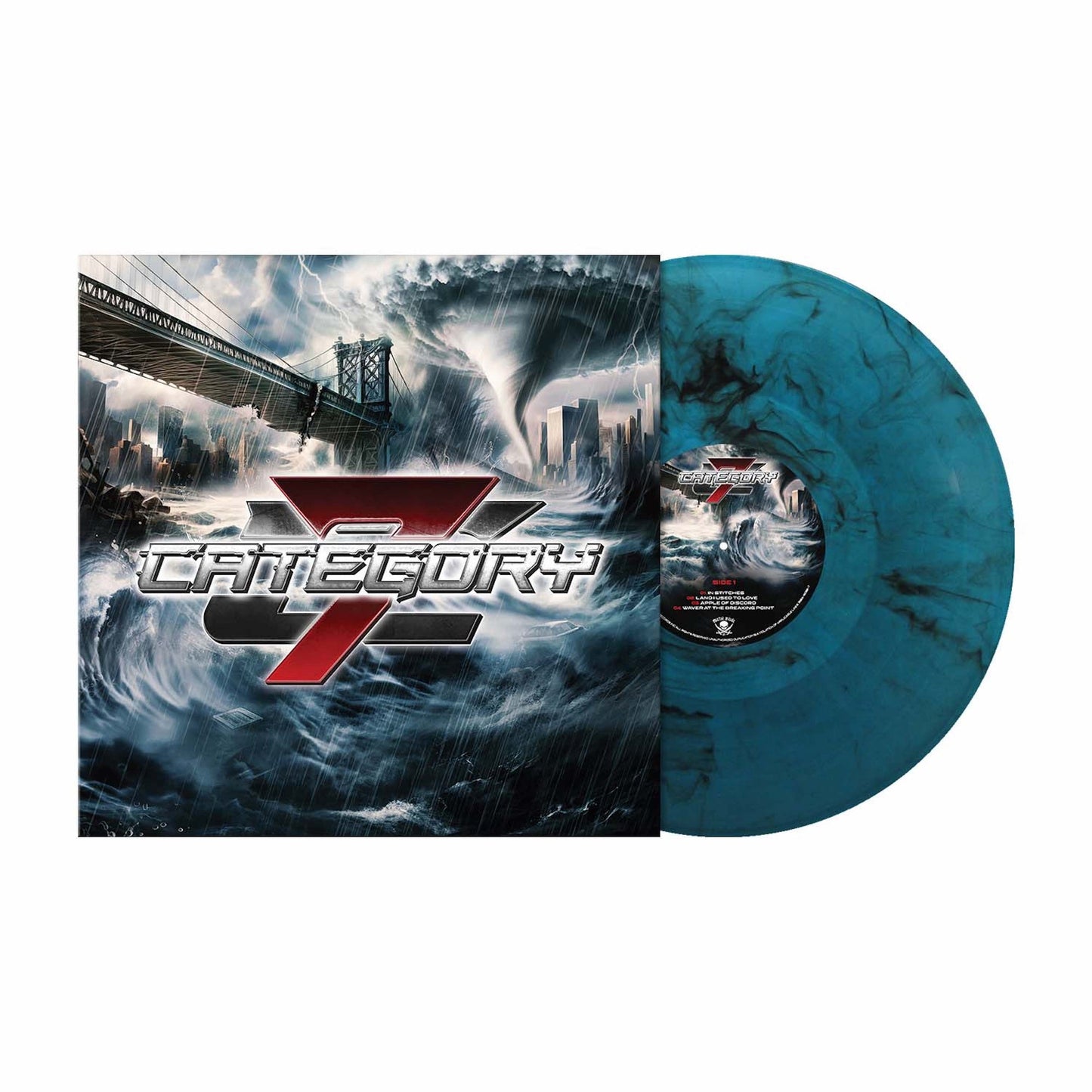 Category 7" vinyl record with stormy cover art and blue marbled disc.
