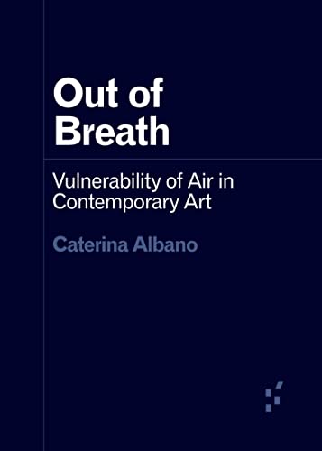 Book cover: "Out of Breath" by Caterina Albano, dark blue background.