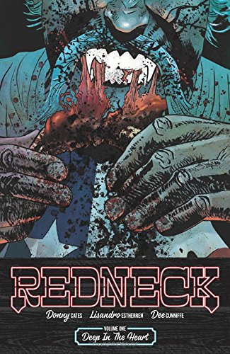Comic book cover: monstrous figure with exposed teeth and bloody hands.