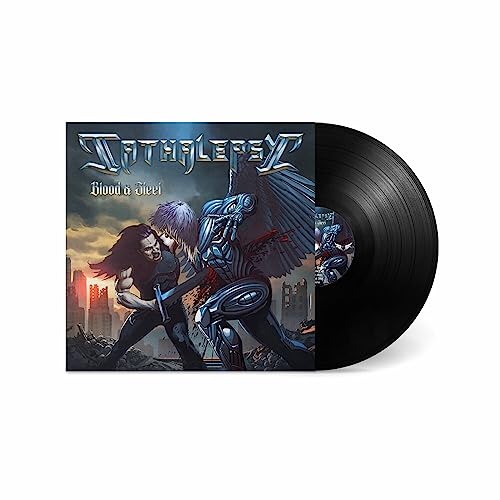 Vinyl record with cover art depicting a warrior and robotic bird.