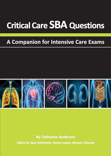 Book cover: "Critical Care SBA Questions" with anatomical illustrations.