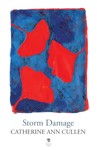 Book cover: abstract red shapes on a textured blue background.