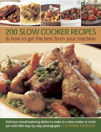Cookbook cover featuring roasted chicken and vegetables, titled "200 Slow Cooker Recipes".