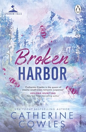Book cover for “Broken Harbor” with watercolor mountains and bees.