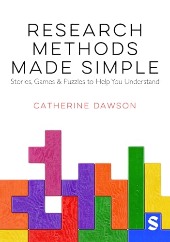 Book cover: "Research Methods Made Simple" with colorful puzzle pieces.