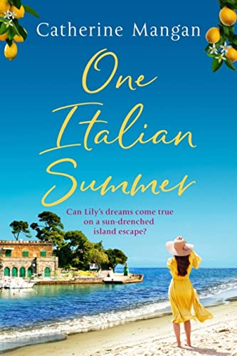 Book cover: “One Italian Summer” with a coastal scene and woman in yellow.