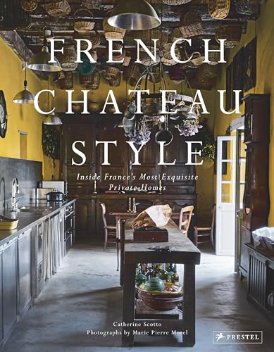 Book cover showing a rustic French kitchen with yellow walls and hanging wicker baskets.