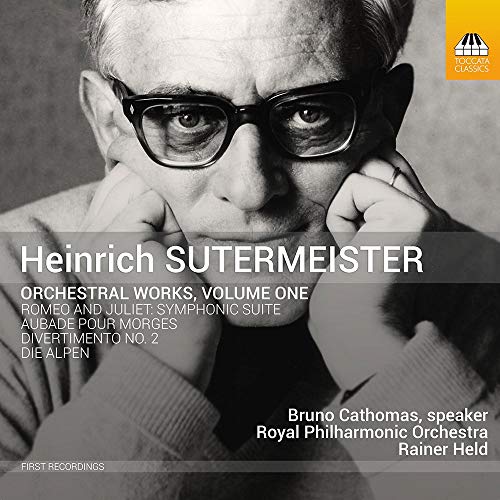 CD cover featuring a portrait of composer Heinrich Sutermeister in glasses.