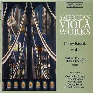 CD cover for "American Viola Works" by Cathy Basrak, featuring bridge imagery.
