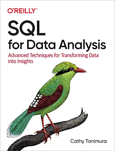 Book cover with large "SQL" text and a colorful bird illustration.