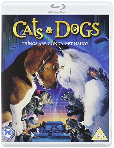 Blu-ray cover art featuring a beagle and a white cat with spy gear.