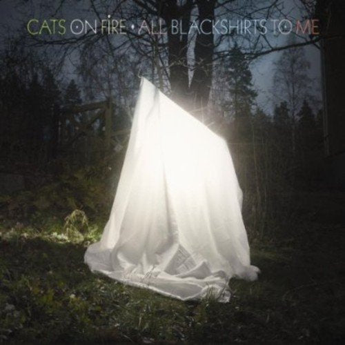 "Album cover with a white sheet in a forest, illuminated from within."