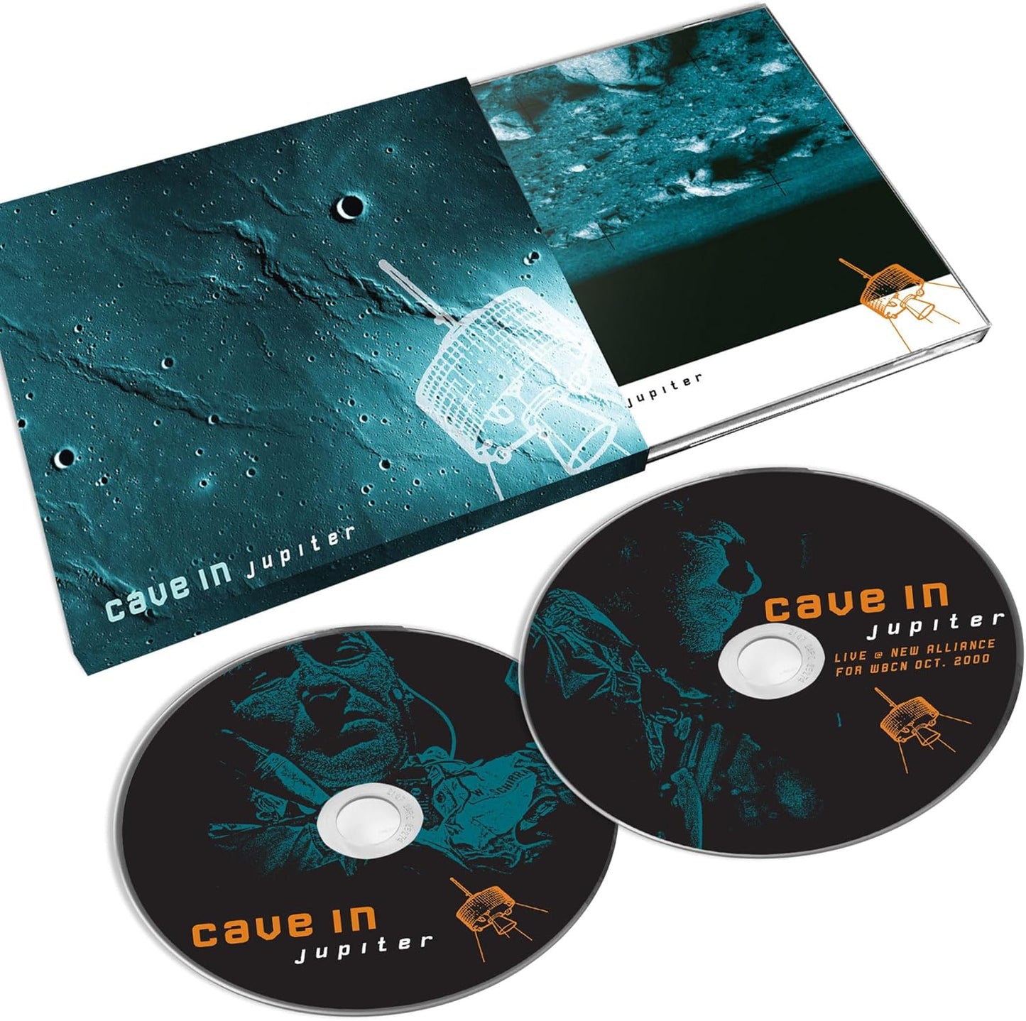 Cave In Jupiter CD reissue featuring a slipcase, jewel case, and two printed discs.
