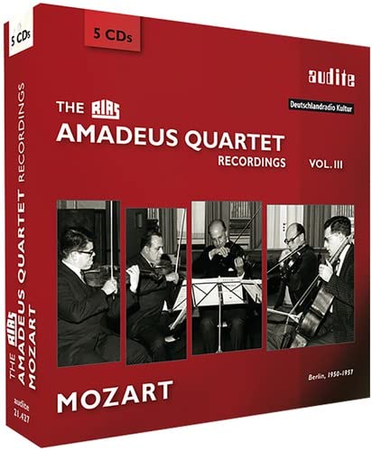 Red CD box set featuring four musicians playing string instruments.