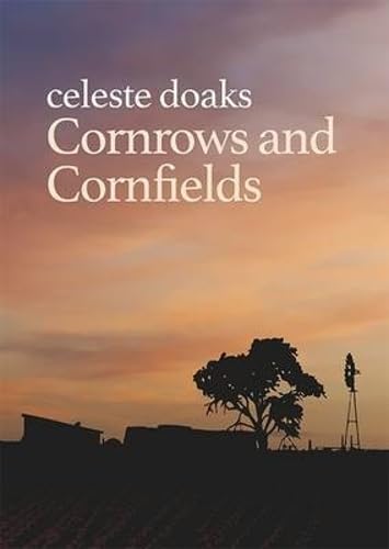 Book cover: "Cornrows and Cornfields" with a silhouetted tree and sunset.