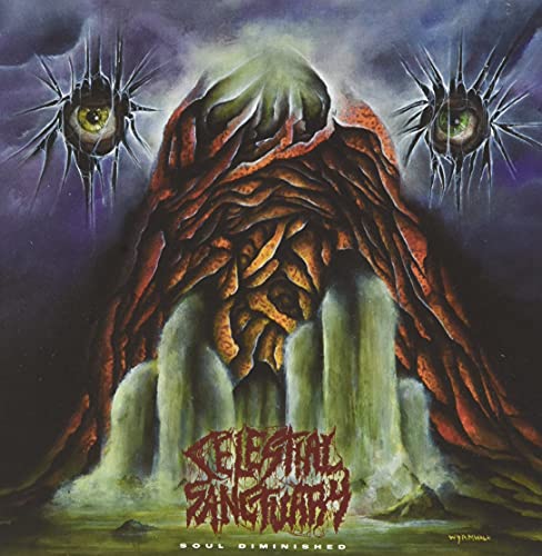 Dark fantasy album cover with a monstrous cave and glowing eyes.