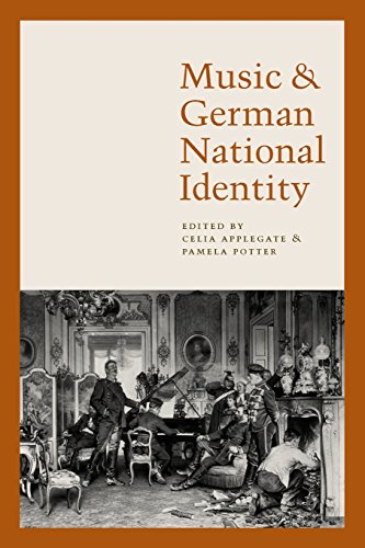 Book cover: "Music & German National Identity" with a historical scene.