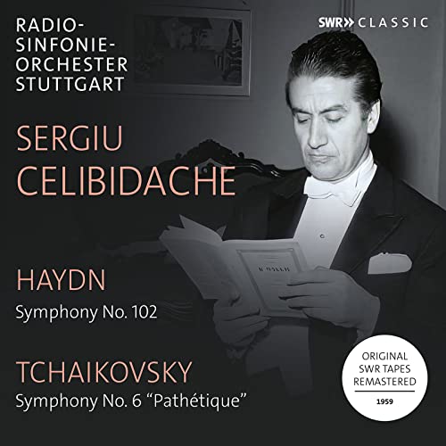 CD cover featuring conductor Sergiu Celibidache with composers Haydn and Tchaikovsky listed.