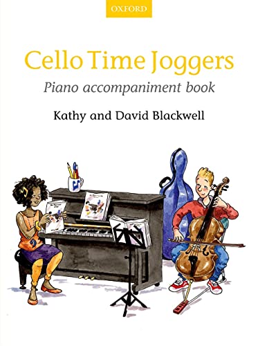 Cello Time Joggers" piano accompaniment book cover with children and instruments.