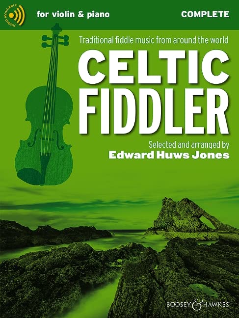 Sheet music cover for “Celtic Fiddler” featuring a violin and landscape.