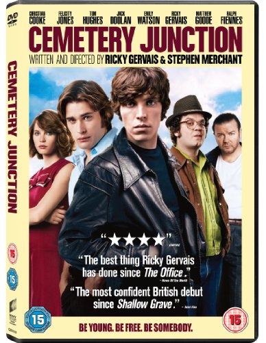DVD cover for Cemetery Junction featuring five actors standing against a blue sky.