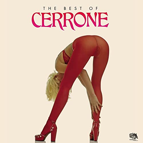 Album cover for Cerrone’s “The Best Of” featuring a woman in red.
