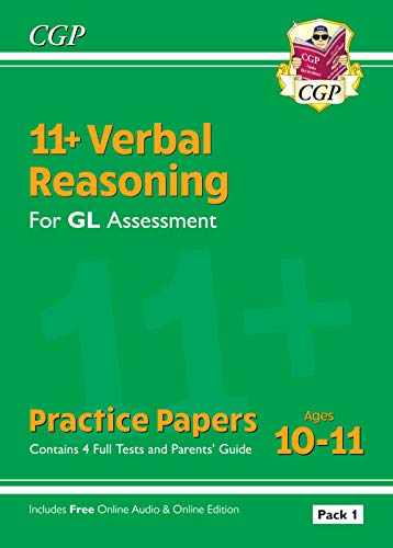 CGP 11+ Verbal Reasoning practice papers book cover for GL Assessment, ages 10-11.
