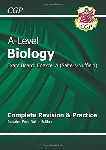 A green textbook cover with "CGP A-Level Biology" and a crest logo at the top.