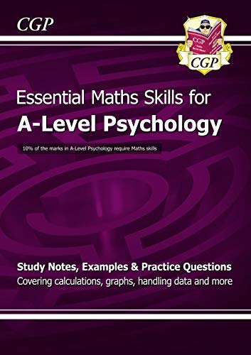 Purple A-Level Psychology maths skills textbook with CGP logo.