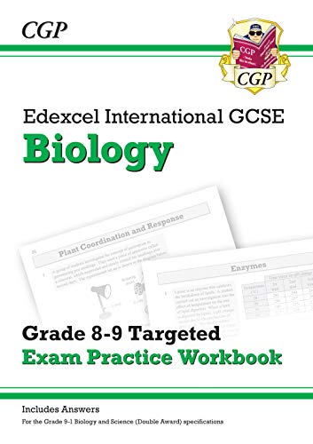 "White workbook cover with green accents, displaying 'Biology' and 'Exam Practice Workbook' in green text."