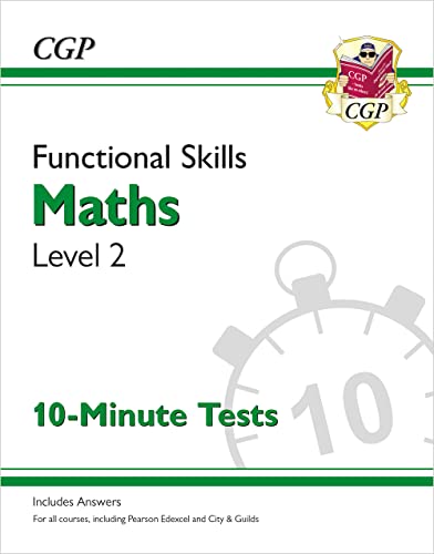 CGP Functional Skills Maths Level 2 book cover with a timer graphic.