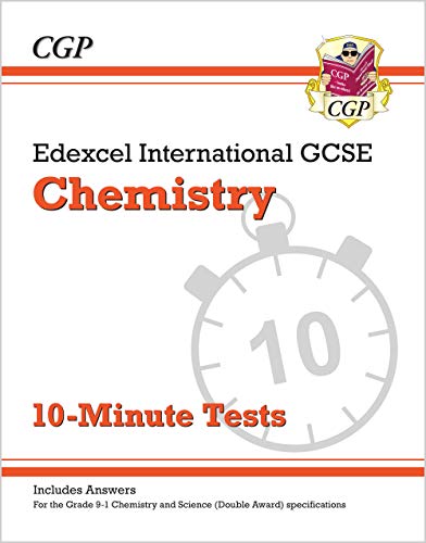 CGP Edexcel International GCSE Chemistry 10-Minute Tests book cover with a stopwatch icon.