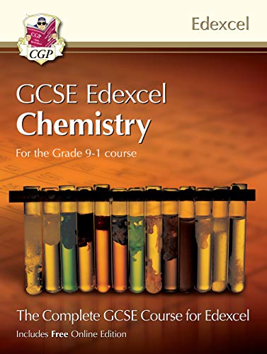 GCSE Chemistry textbook cover with test tubes and Edexcel branding.