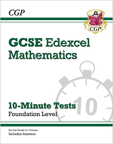 CGP GCSE Edexcel Mathematics Foundation 10-Minute Tests book cover with a stopwatch icon.