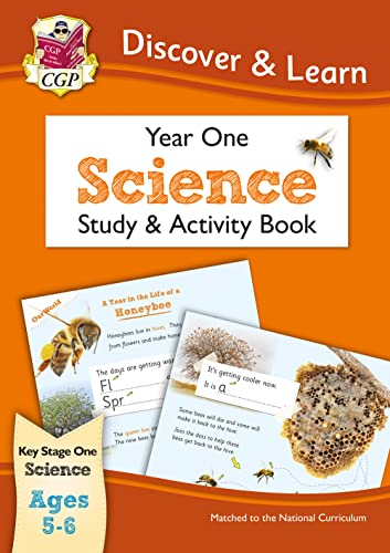 CGP Year 1 Science Study and Activity Book cover with bee and honeycomb illustrations.