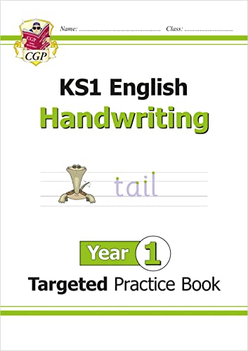CGP Year 1 English Handwriting practice book cover with a turtle illustration.