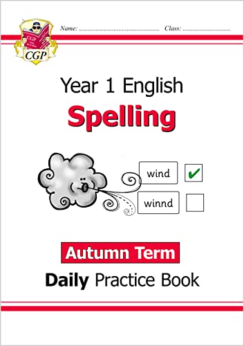 Year 1 spelling practice book cover with a cloud and the word "wind".